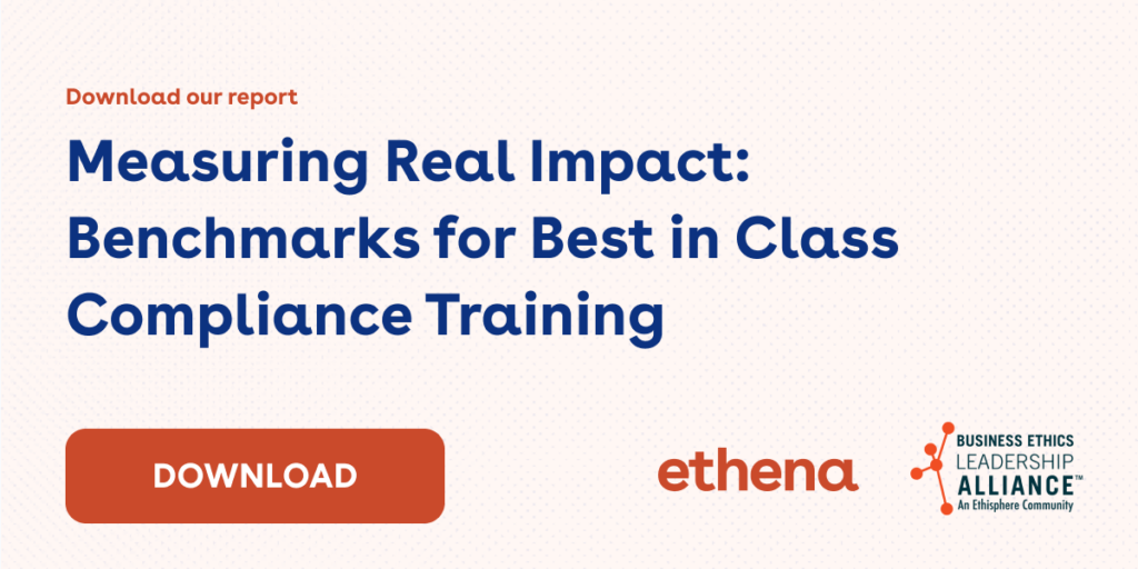 Download our report: Measuring Real Impact: Benchmarks for Best in Class Compliance Training. Button: Download