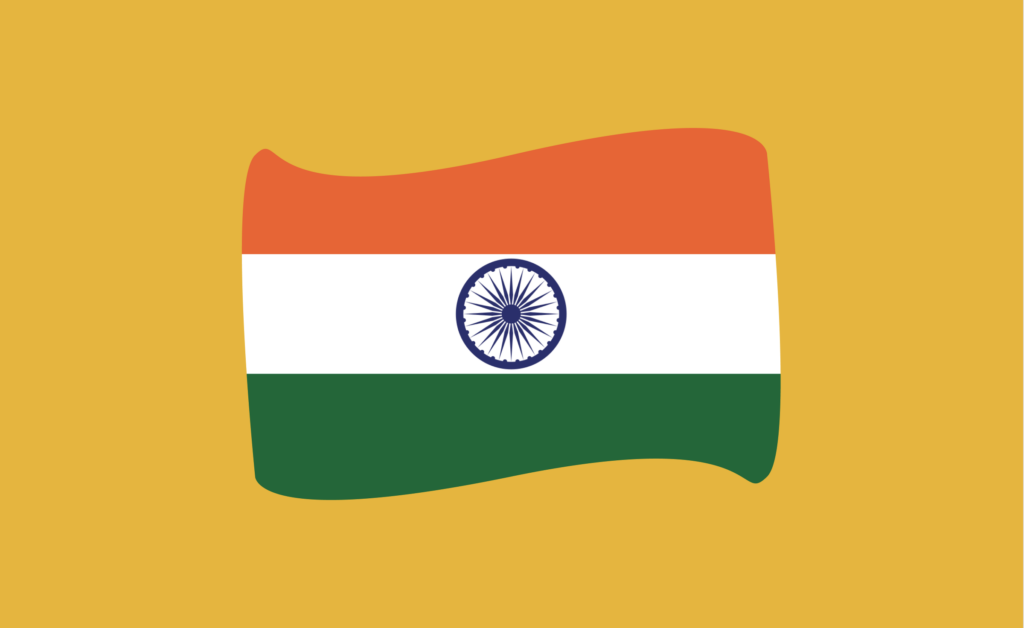 The flag of India on dark yellow background