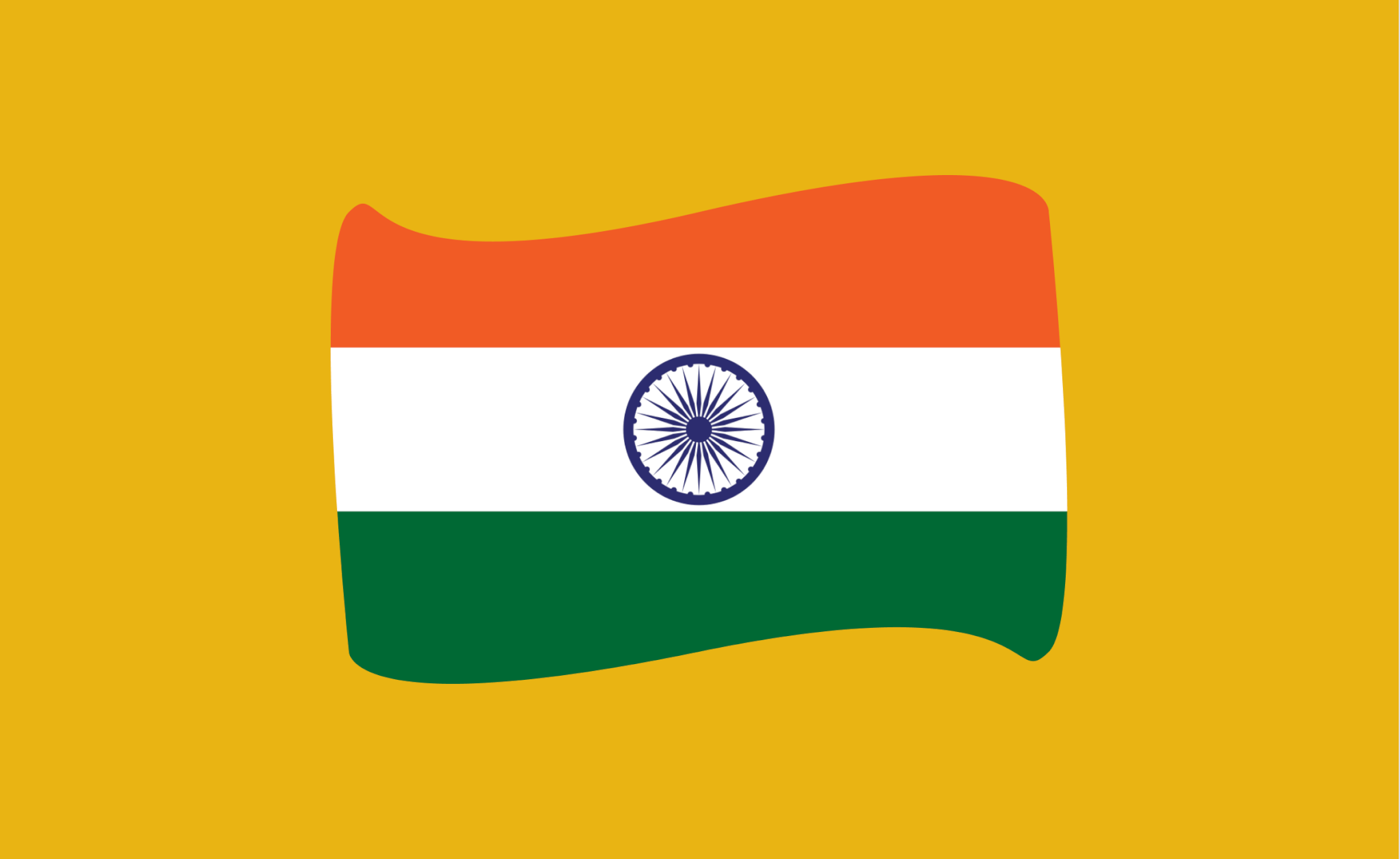 The flag of India on dark yellow background