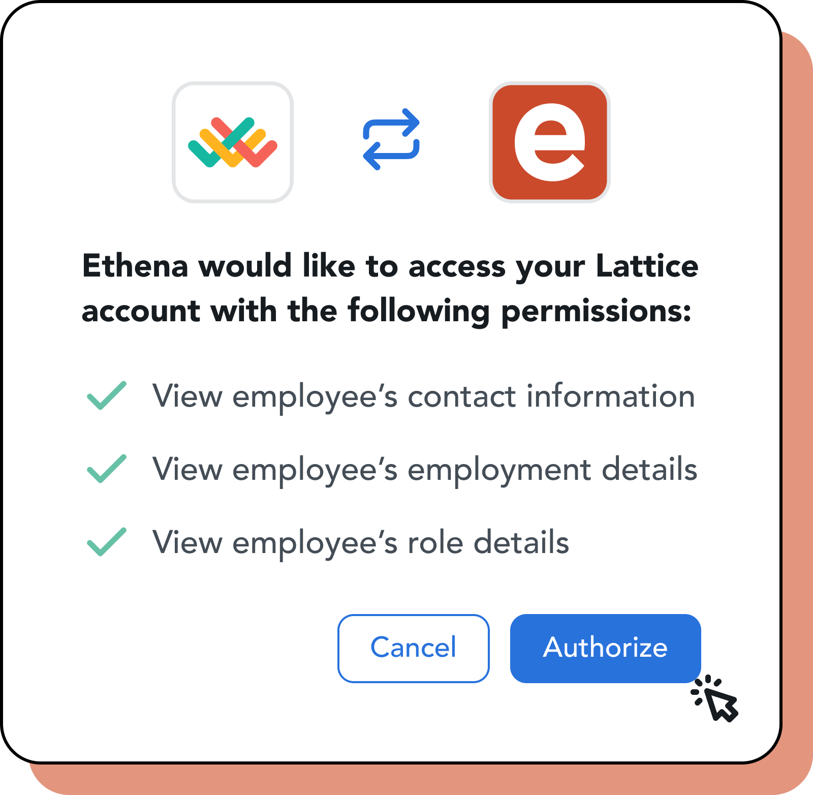 Quickly authorize Ethena and Lattice integration with one click